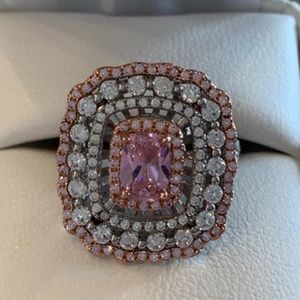 5 ct Pink sapphire Moissanite Halo ring